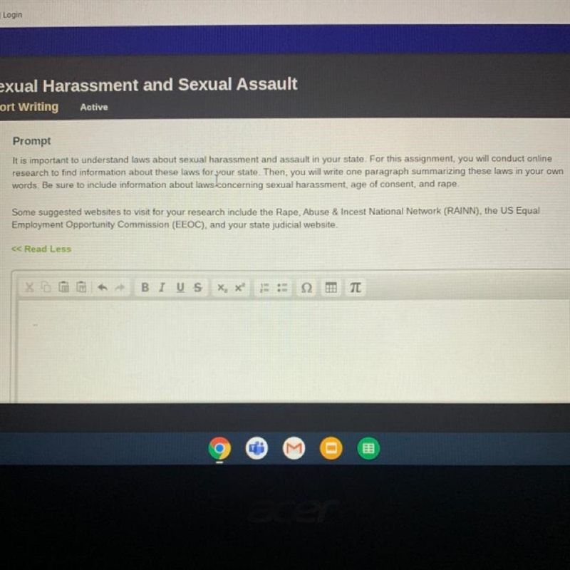 Sexual Harassment and sexual assault short writing prompt-example-1