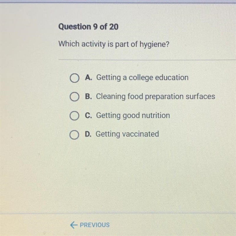 Which activity is part of hygiene?-example-1