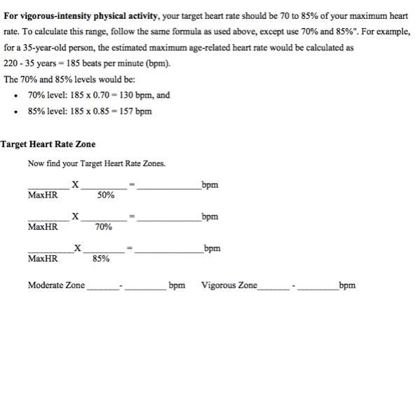 Heart rate worksheet physical activity-example-1