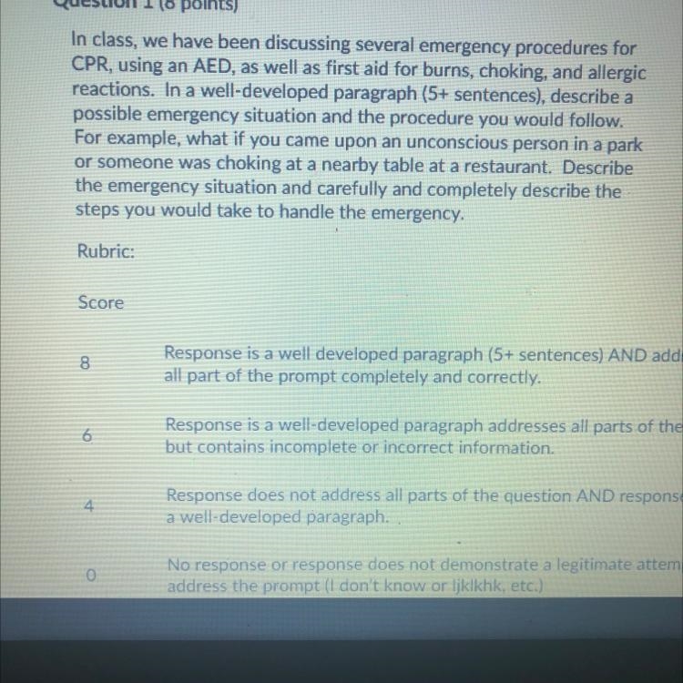 In class, we have been discussing several emergency procedures for CPR, using an AED-example-1