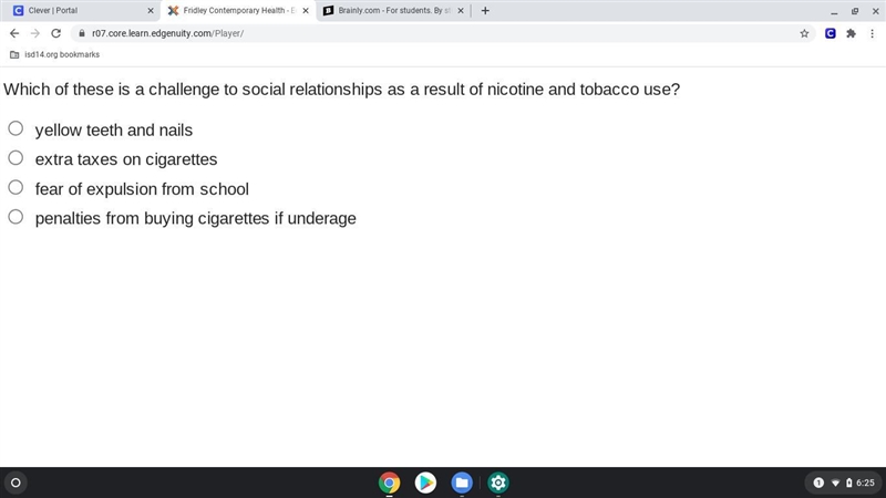 Which of these is a challenge to social relationships as a result of nicotine and-example-1