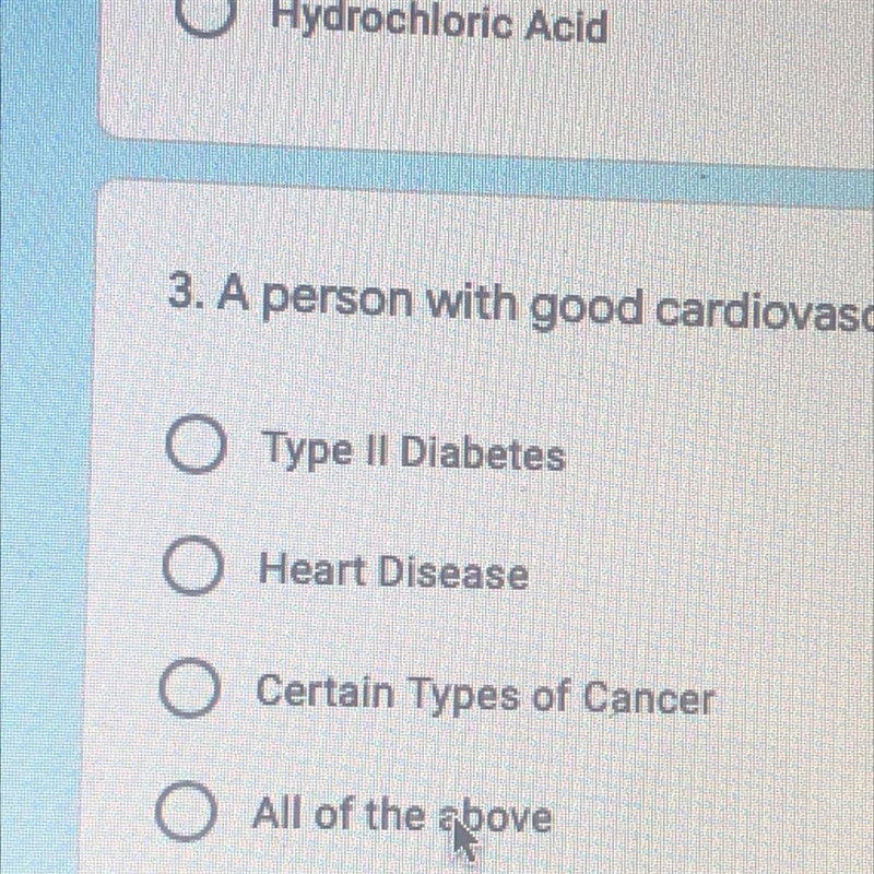 A person with good cardiovascular endurance is less likely to develop :-example-1