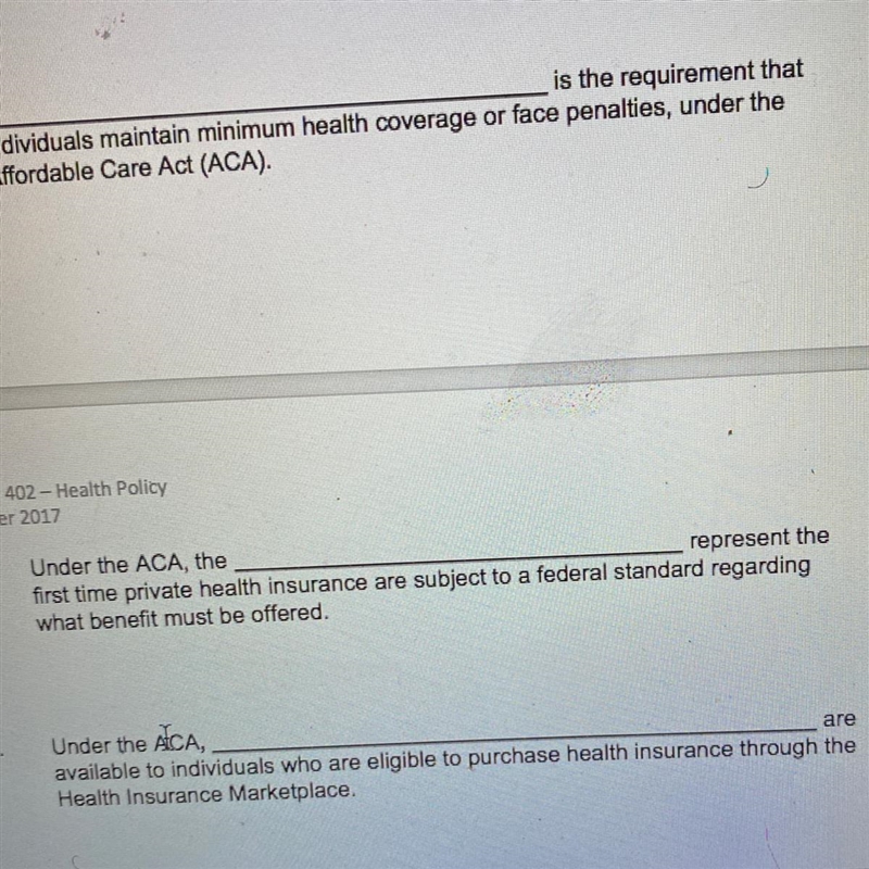 Under the ACA, the___ represent the first time private health insurance are subject-example-1