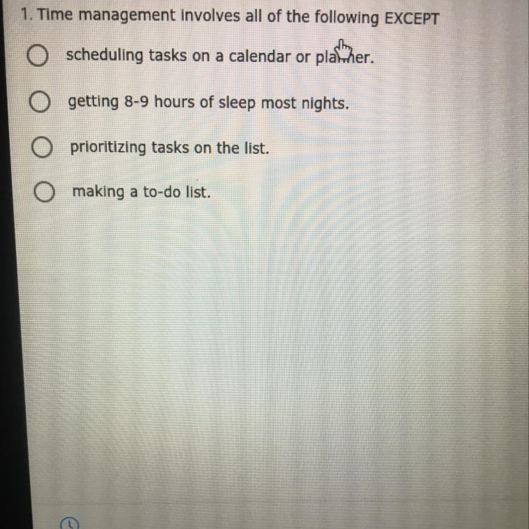 Time management involves all of the following except-example-1