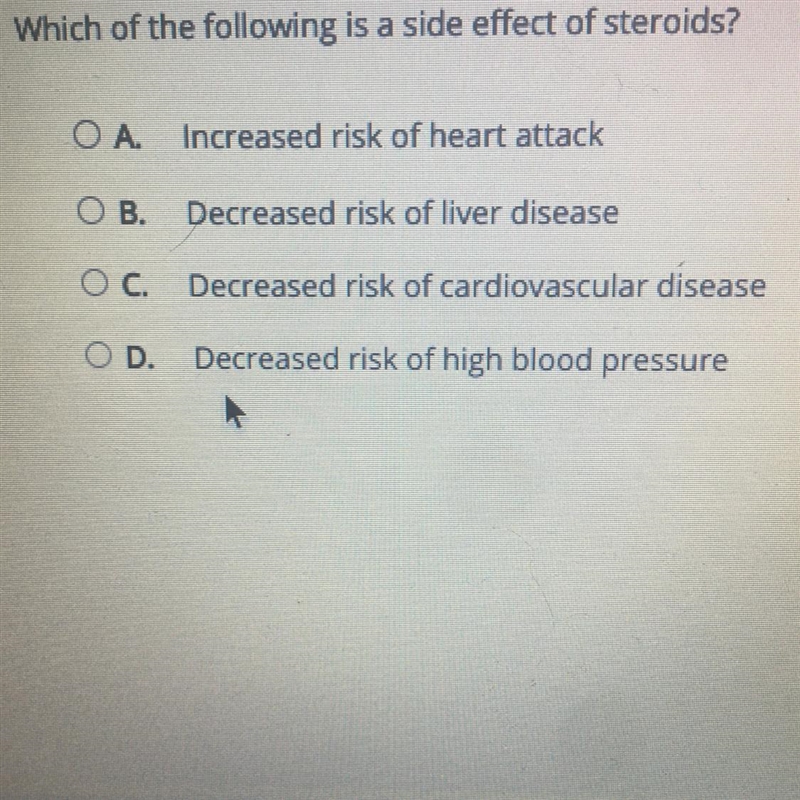 Which of the following is a side effect of steroids?-example-1