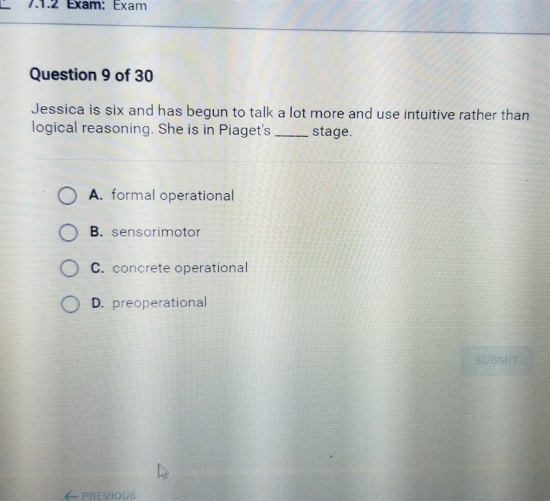 HURRY PLEASE Question 9 of 30 Jessica is six and has begun to talk a lot more and-example-1