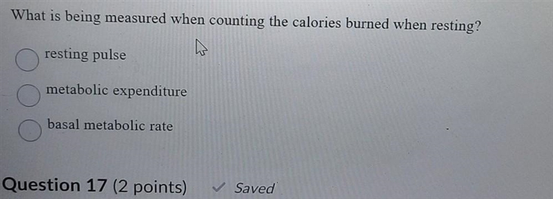 What is being measured when counting the calories burned when resting?​-example-1