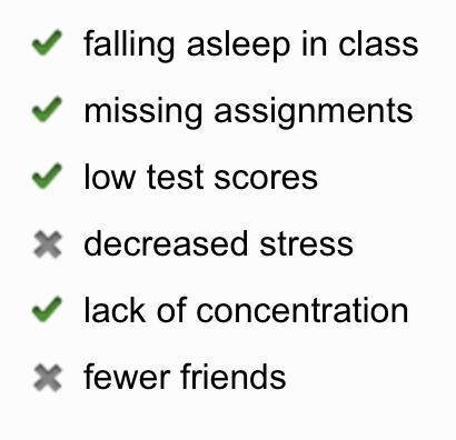 Which short-term consequences of sleep deprivation is a student likely to encounter-example-1