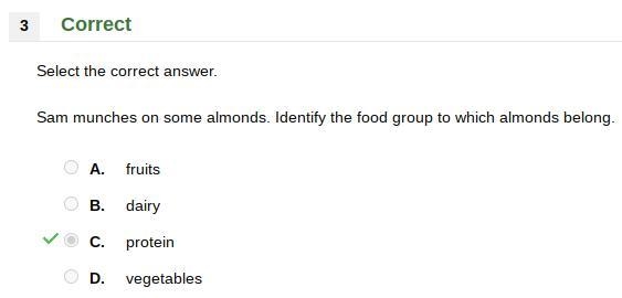 ASAP!!!!!!!! ERGENT Sam munches on some almonds. Identify the food group to which-example-1