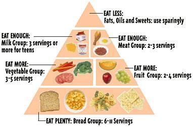 Pwease answeeeeerr List the 5 groups of the food guide pyramid and give their daily-example-1