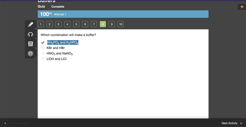 Which combination will make a buffer? KH2PO4 and K2HPO4 KBr and HBr HNO3 and NaNO-example-1