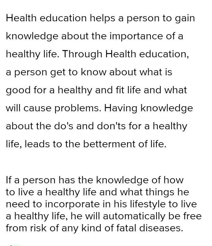 Health education helps to be free from fatal disease . justify in your own words ​-example-1