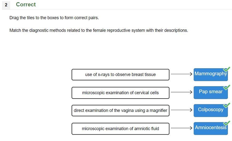 3 Drag the tiles to the boxes to form correct pairs. Match the diagnostic methods-example-1