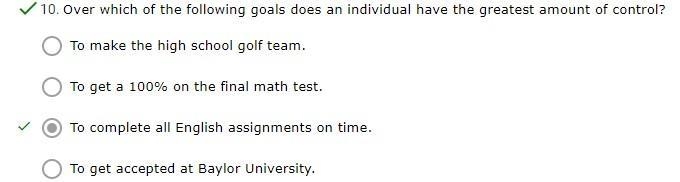 Over which of the following goals does an individual have the greatest amount of control-example-1