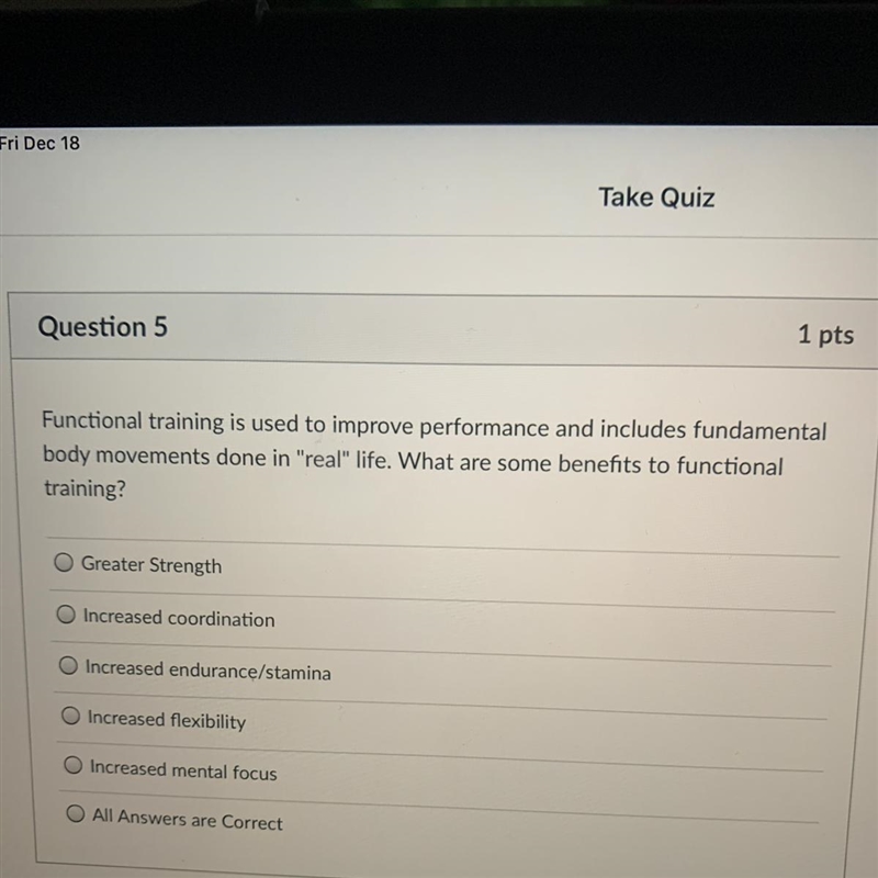 Functional training is used to improve performance and includes fundamental body movements-example-1