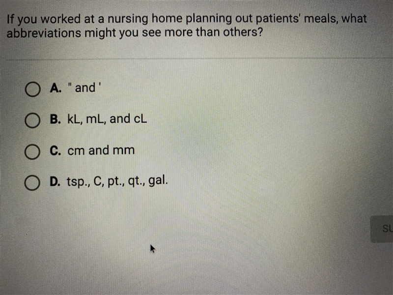 If you worked at a nursing home planning out patients’ meals, what abbreviations might-example-1