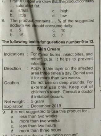 From the label we know that the produksi contains ... saturated Fat a small c. high-example-1