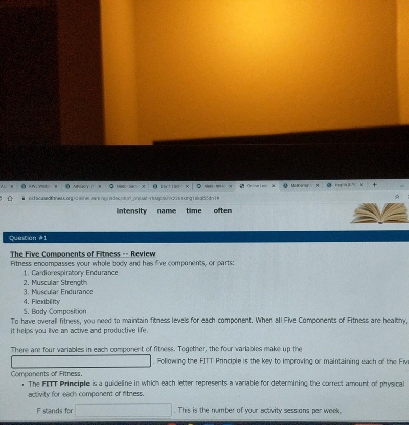 There are four variables in each component of fitness and bla bla bla. I need answer-example-1