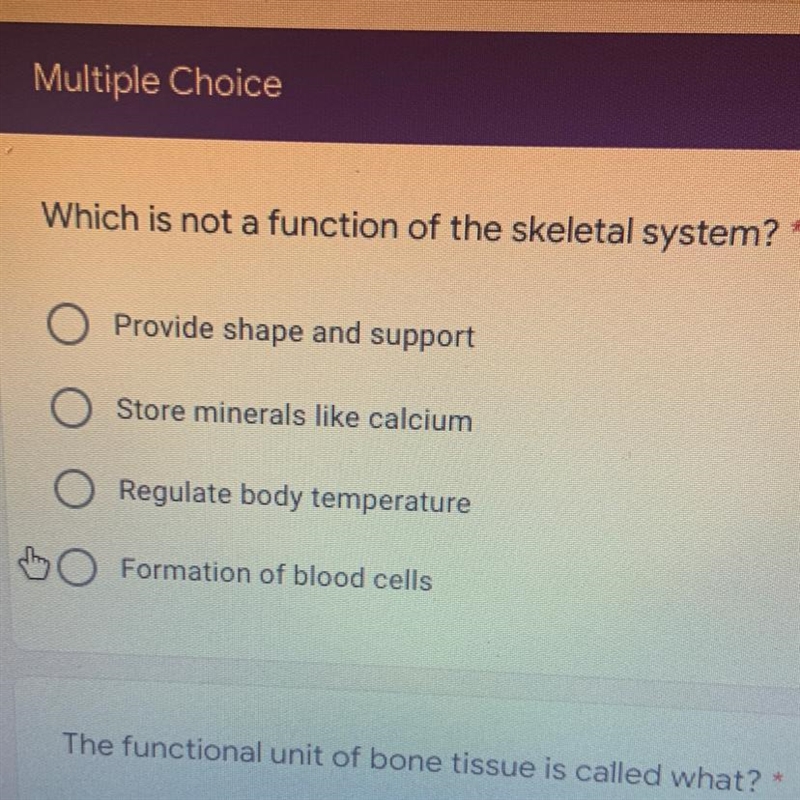 * Which is not a function of the skeletal system? Provide shape and support Store-example-1