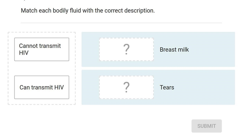 Match each bodily fluid with the correct description-example-1