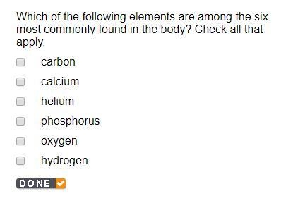 Which of the following elements are among the six most commonly found in the body-example-1