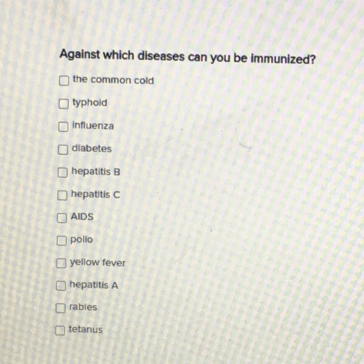 Against which diseases can you be immunized?-example-1