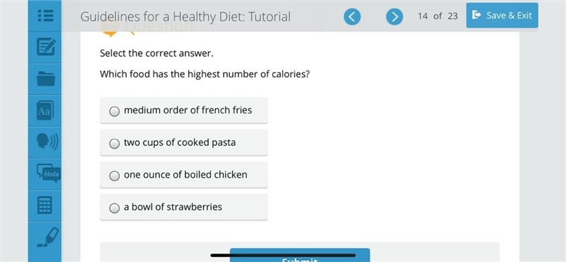 Which food has the highest number of calories?-example-1