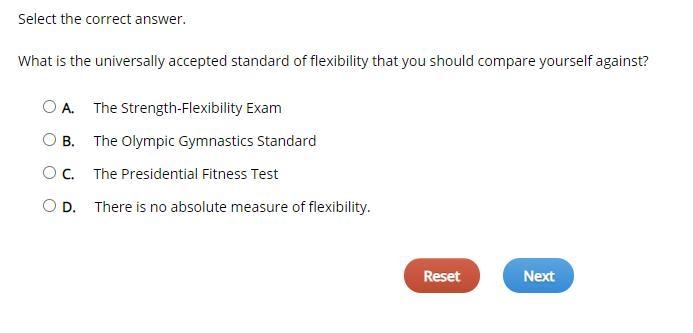 What is the universally accepted standard of flexibility that you should compare yourself-example-1