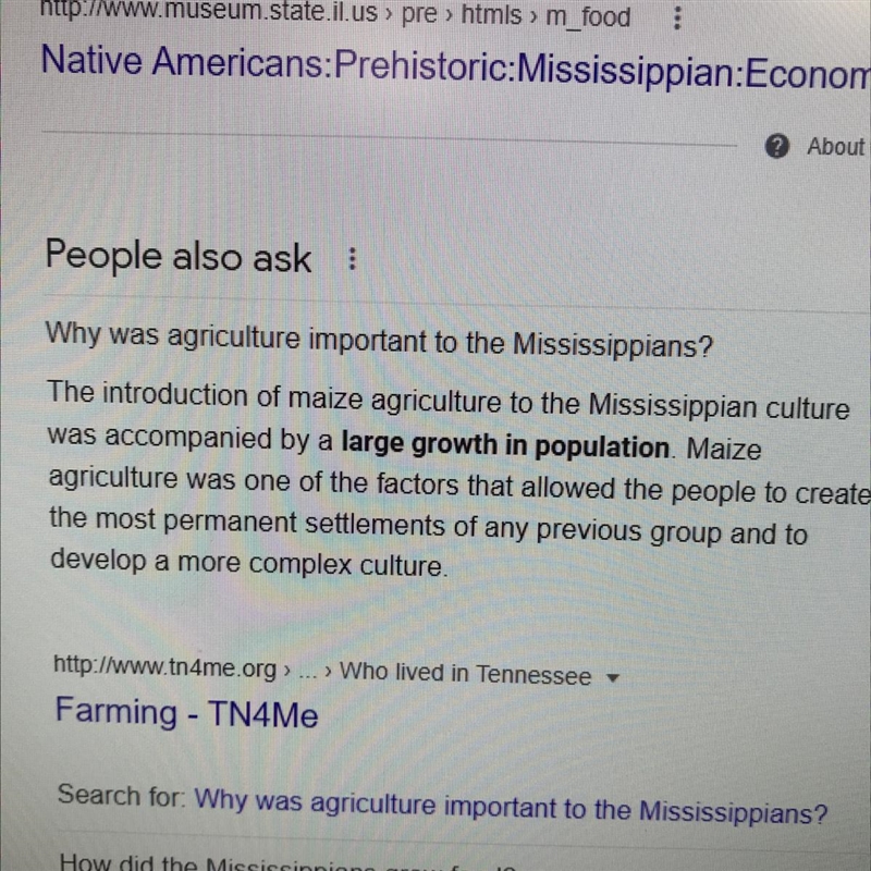 The Mississippians were the most advanced Native Americans. Why do you think agriculture-example-1