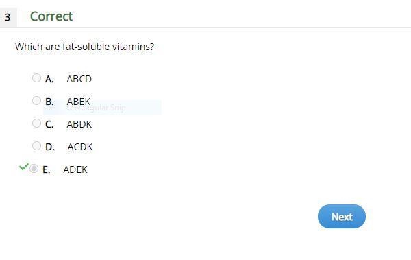 Which are fat-soluble vitamins? A. ABCD B.ABEK C.ABDK D.ACDK E.ADEK-example-1