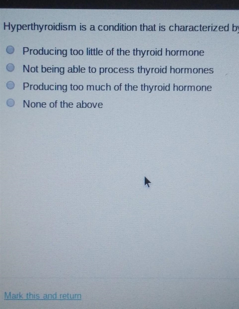 Hyperthyroidism is a condition that is characterized by what?​-example-1