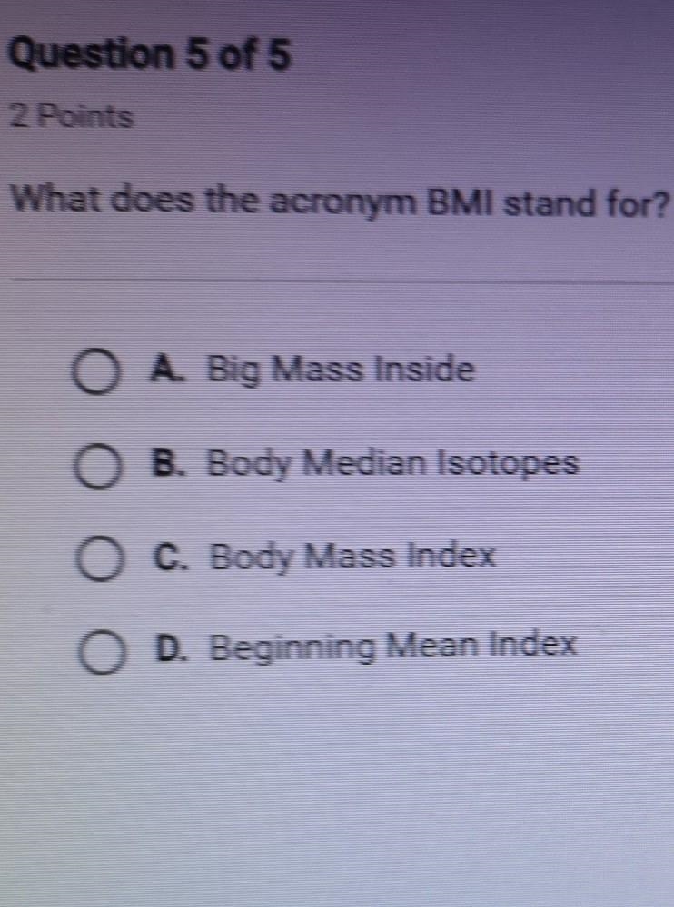 What does the acronym BMI stand for? ​-example-1