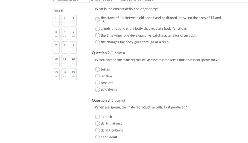 Please Help!!!!!! What is the correct definition of puberty? Which part of the male-example-1