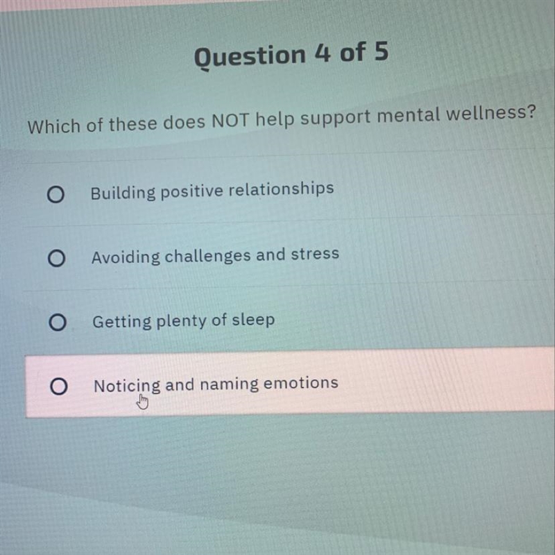 Which of these does not help support mental wellness?-example-1