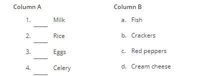 I NEED AN ANSWER ASAP Match the foods of the same food group. (look at the picture-example-1