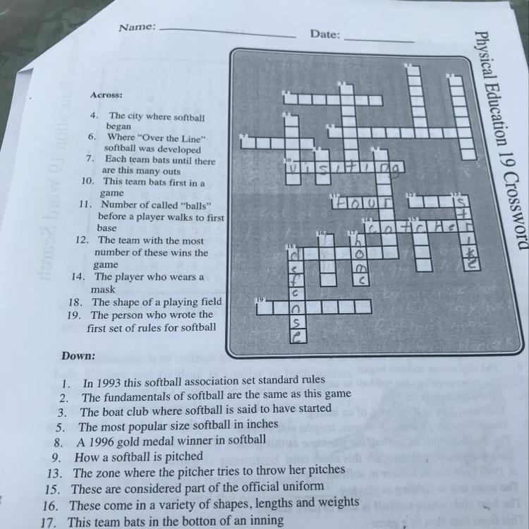 Softball Crossword puzzle-example-1