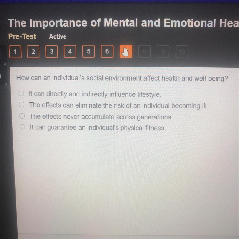 How can an individual’s social environment affect health and well-being?-example-1