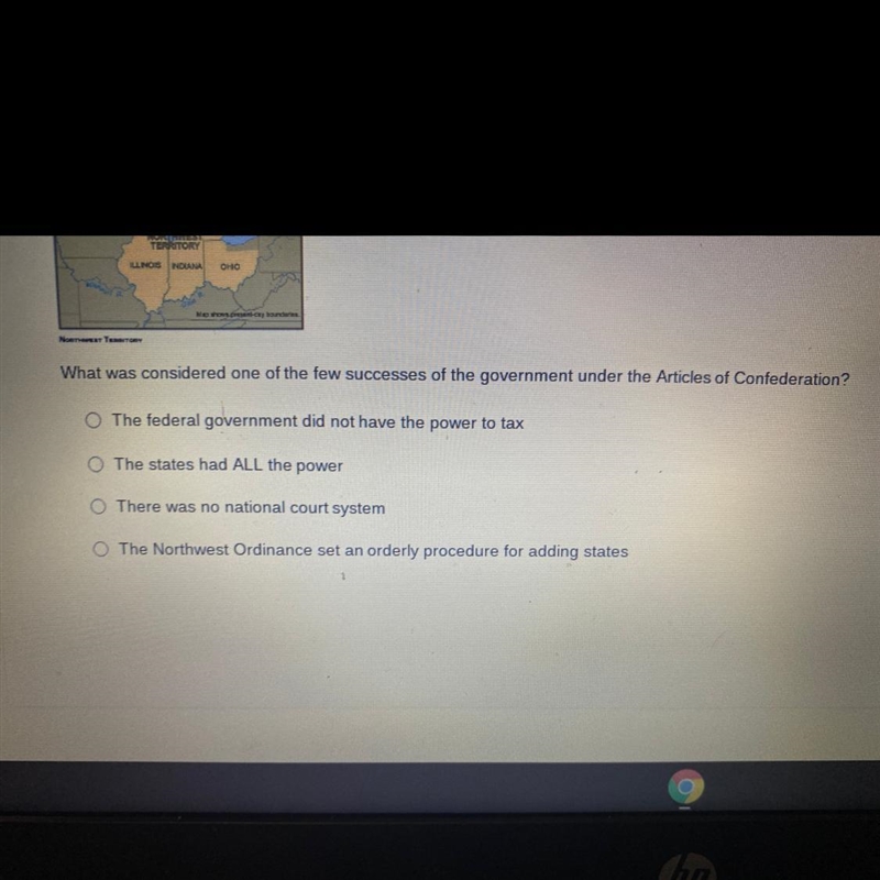 ASAP What was considered one of the few successes of the government under the Articles-example-1