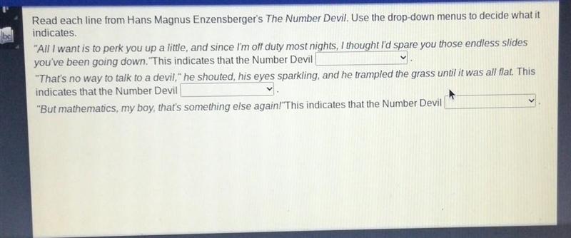 The Number Devil. Use the drop down menus to decide what it indicates "All I-example-1