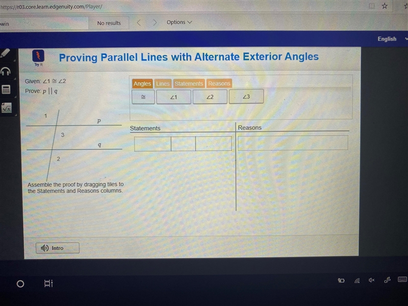 Assemble the proof by dragging tiles to the statements and reasons columns.-example-1