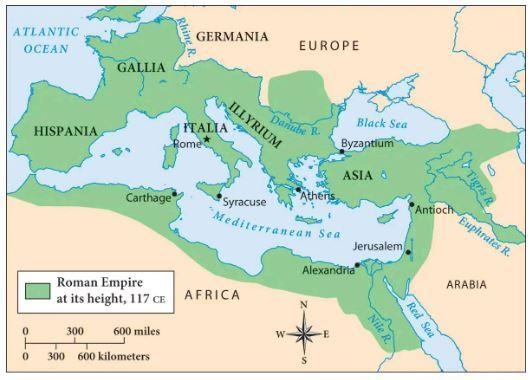 What is this map depicting? a) Arabia b) Asia c) Africa d) the Roman Empire at it-example-1