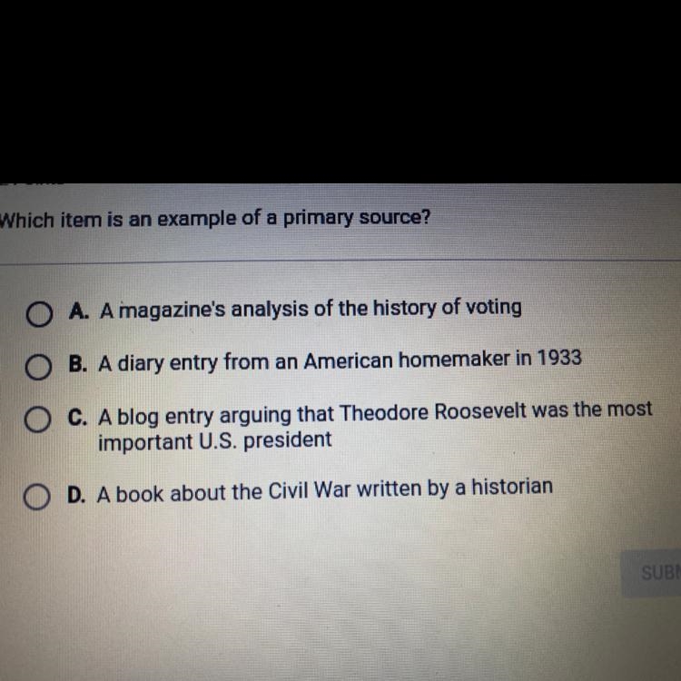 Which item is an example of a primary source-example-1