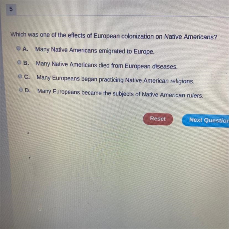 Which was one of the effects of European colonization on Native Americans?-example-1