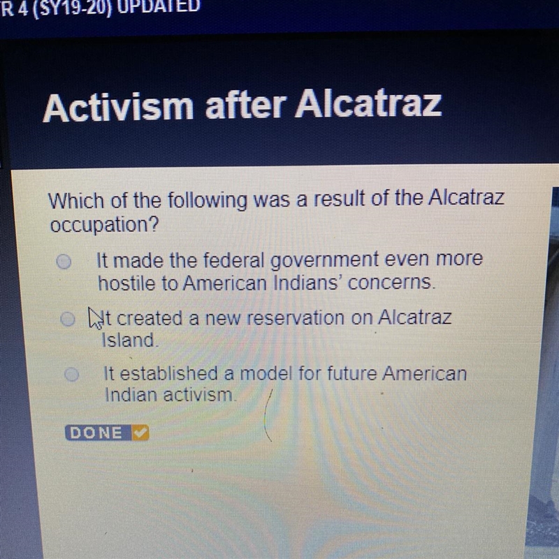 Which of the following was a result of the Alcatraz occupation-example-1