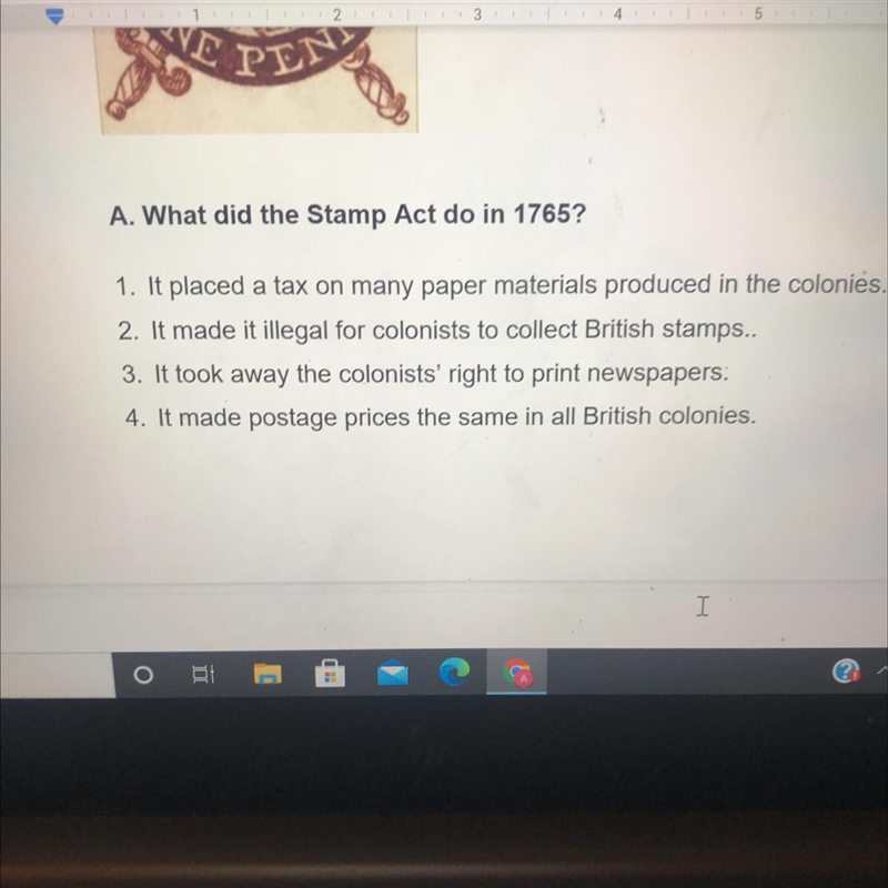 What did the stamp act do in 1765-example-1