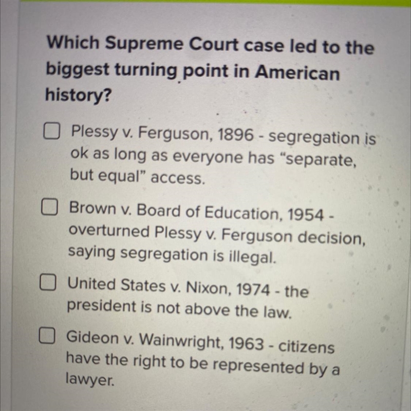 Which supreme court case led to the biggest turning point in america-example-1