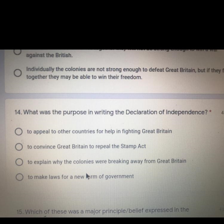 What was the purpose in writing the declaration of independence-example-1