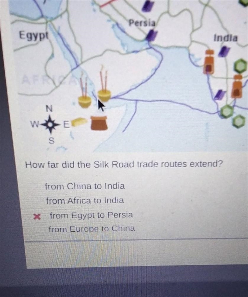 How far did the Silk Road trade routes extend? o from China to India O from Africa-example-1