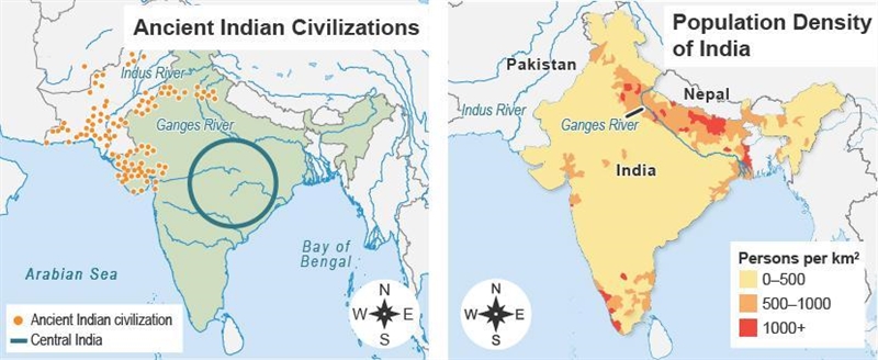 Help please Why has central India been the least populated part of India in both ancient-example-1