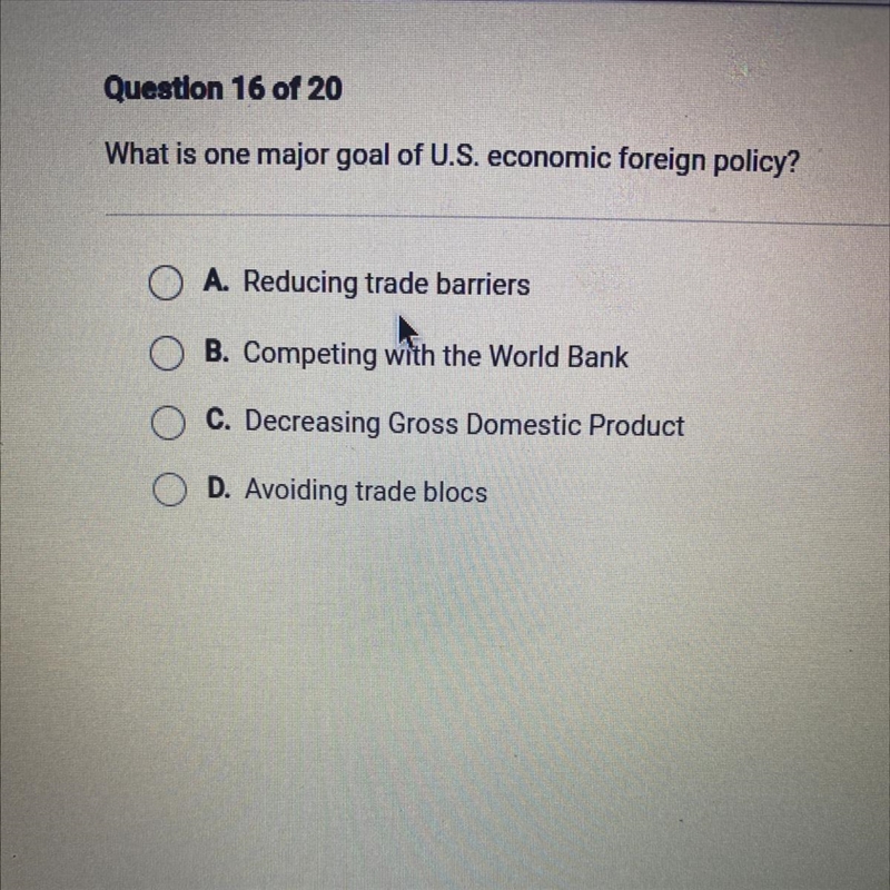 PLZ HELP .. What is one major goal of the us economic foreign policy-example-1